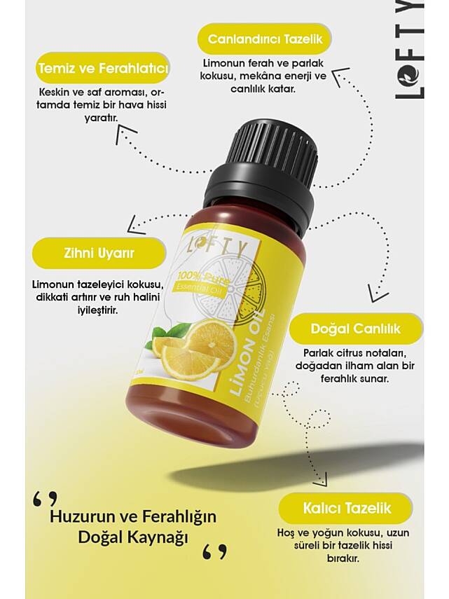 Lofty Limon Uçucu Yağ Buhurdanlık Esansı Oda Kokusu 10 ml - 2