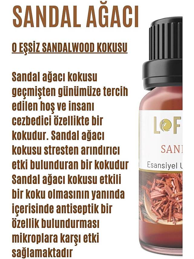 Lofty Sandal Uçucu Yağ Buhurdanlık Esansı Konsantre Oda Kokusu Uçucu Esans Buhur Yağı 10 ml - 2