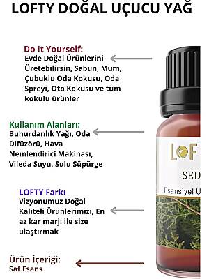 Lofty Sedir Uçucu Yağ Buhurdanlık Esansı Konsantre Oda Kokusu Uçucu Esans Buhur Yağı 10 ml - 2