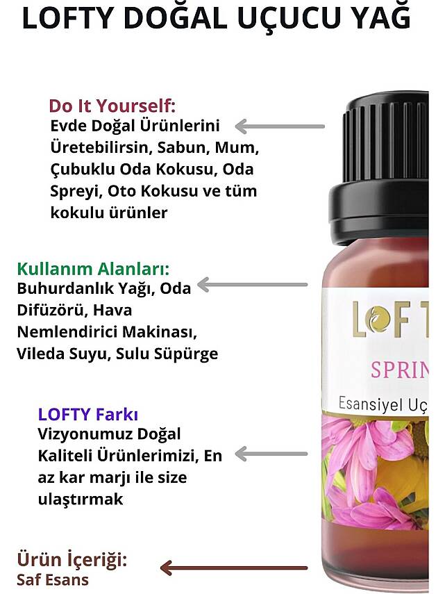 Lofty Spring Bahar Uçucu Yağ Buhurdanlık Esansı Konsantre Oda Kokusu Uçucu Esans Buhur Yağı 10 ml - 5