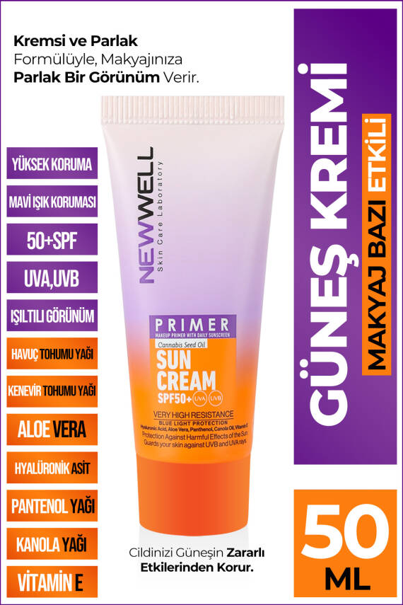 Makyaj Bazı Güneş Kremi 50 SPF+ Aydınlatıcı Etkili Primer Sunscreen 50 ML - 1