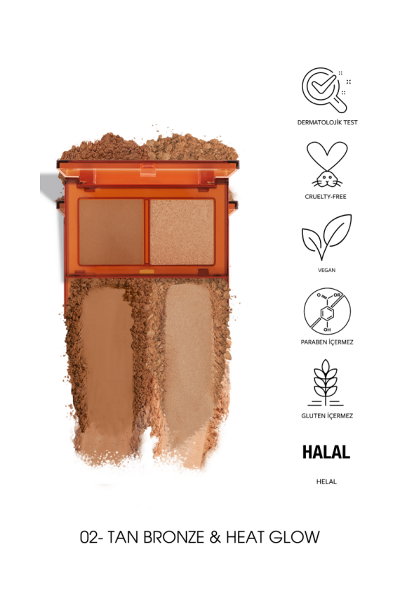 Profashion Bronzer & Highlighter Set Sun Kissed No02 Tan Bronze Kategori Allık - 2