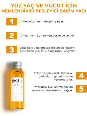 No:16 Nemlendirici Besleyici Yenileyici Işıltı Verici Mucizevi Onarıcı Bakım Yağı 100 ML - 2