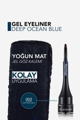 Özel Fırça Başlıklı Yoğun Pigmentli Mat Jel Eyeline -gel Eyeliner-02 Oceanblue-8690604591886 - 11