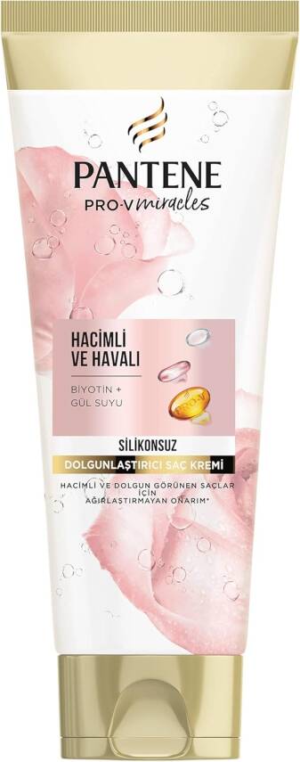 Pantene Silikonsuz Saç Bakım Kremi Hacim Veren Dolgunlaştırıcı, Biotin ve Gül Suyu, 275 ml - 1