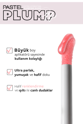 Pastel Plump Up 208 Shimmer Nude Extra Hydrating Plumping Gloss - Dolgunlaştıran Dudak Parlatıcısı - 3