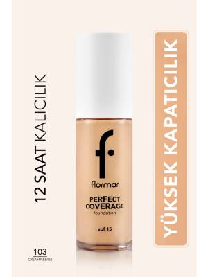 Perfect Coverage Yoğun Kapatıcı Su Bazlı Fondöten (SARI ALT TON) -103 Creamy Beige -8682536058186 - 1