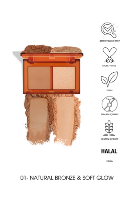 Pastel Bronzer&Highlighter Set Sun Kissed - Bronzlaştırıcı Ve Aydınlatıcı 01 Natural Bronze & Soft Glow - 2