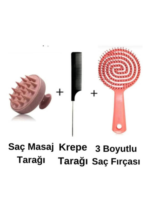 Pro Üç Boyutlu Oval Saç Fırçası Şekillendirici Tarak Krepe Şiş Tarağı Silikon Masaj Tarağı - 1