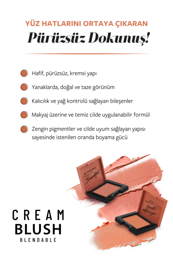 Pastel Cream Blush - Krem Allık 44 Blossom - 5
