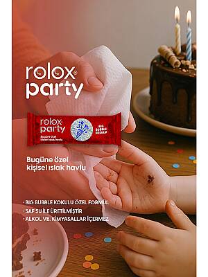 Rolox Party - 50 Paket - Özel Günler ve Partiler Için Kişisel Islak Havlu