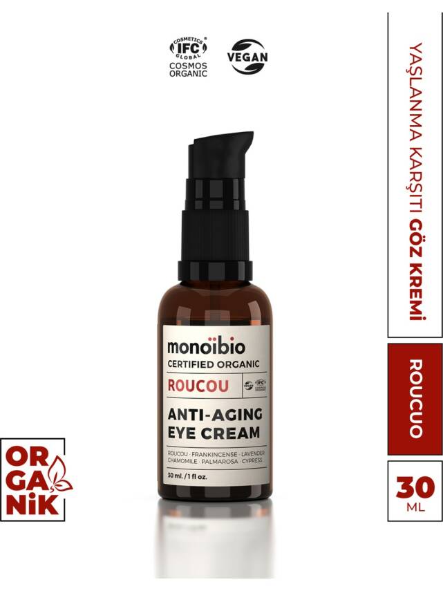 Roucou Yaşlanma Karşıtı Göz Çevresi Kremi - Anti Aging Göz Altı Torbası Morluğu Kazayağı Kremi 30 ml - 1