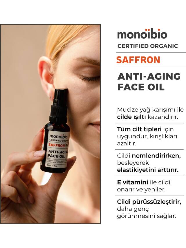 Saffron Yaşlanma Karşıtı Organik Yüz Bakım Yağı - Anti Aging Kolajen Yapısı Güçlendirici Serum 30 ml - 2