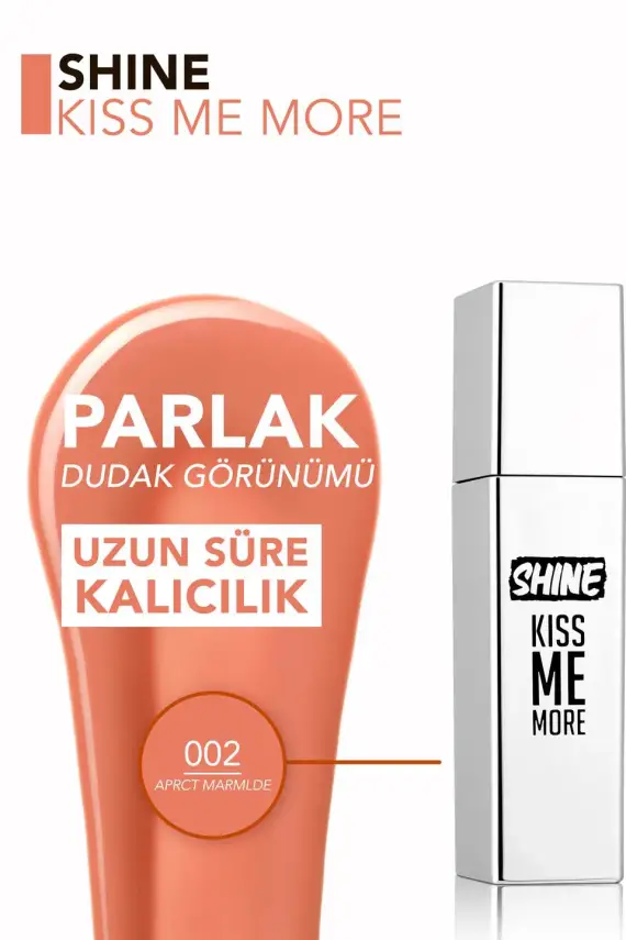 Shine Kiss Me More Uzun Süre Kalıcı & Parlak Bitişli Likit Ruj - 002 Marmalade - 2