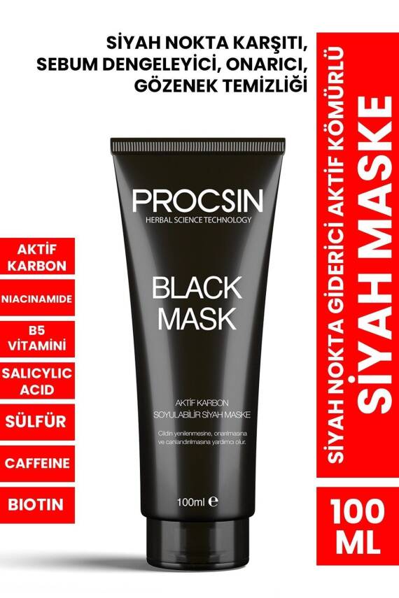 Siyah Nokta Giderici Aktif Kömürlü Siyah Maske 100ML - 1