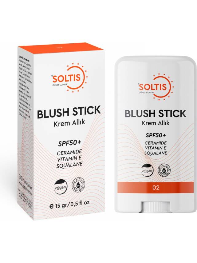 Soltis Nemlendirici Stick Allık SPF50+ Şeftali Tonu 02, 15 gr - 2