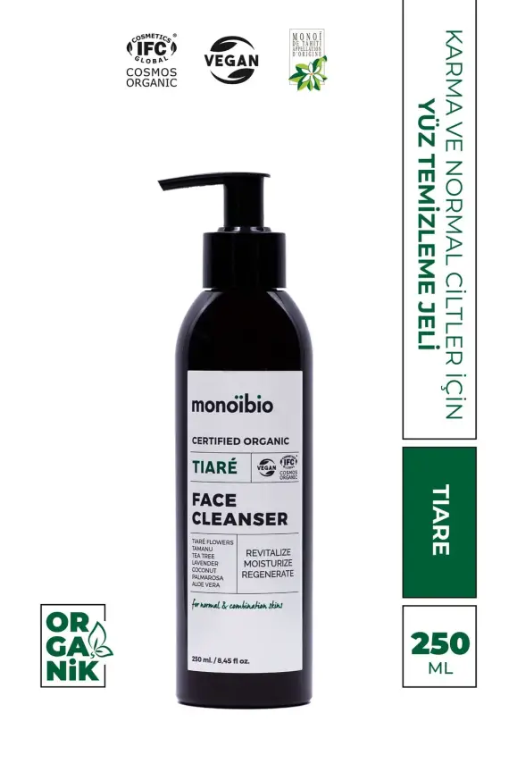 Tiare Normal Karma Ciltlere Özel Organik Yüz Temizleme Jeli - Tüm Ciltler Için Uygundur 250 ml - 1
