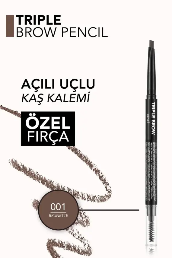 Triple Brow 3ü 1 Arada Kremsi Dokulu Kaş Makyaj Kalemi 001 BEIGE - 1