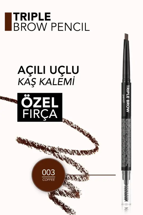 Triple Brow 3'ü 1 Arada Kremsi Dokulu Kaş Makyaj Kalemi 003 BROWN - 1