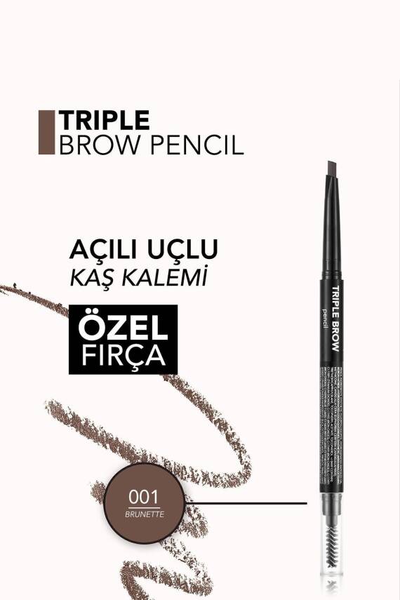 Triple Brow 3ü 1 Arada Kremsi Dokulu Kaş Makyaj Kalemi 004 GREY - 457