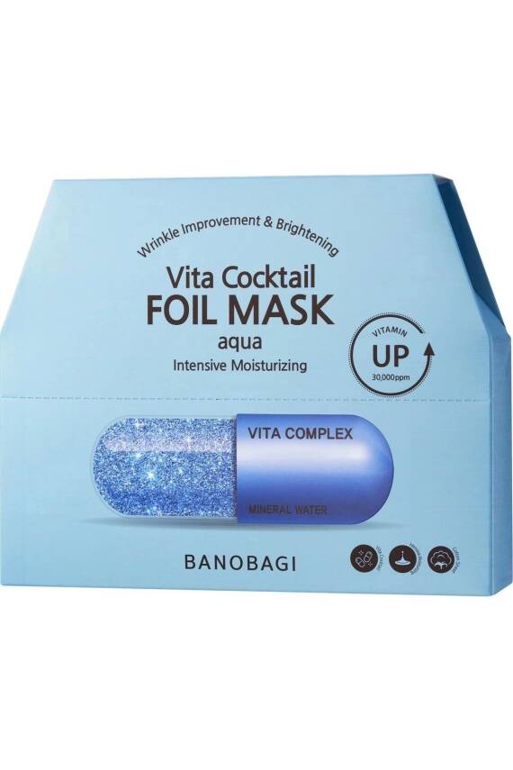 Vita Cocktail Foil Mask Aqua ( Gözenek sıkılaştırıcı ve Kuruluk karşıtı pamuk maske) - 3