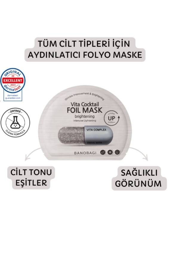 Vita Cocktail Foil Mask Brightening ( Cilt tonu eşitleyen ve aydınlacı pamuk maske) - 1
