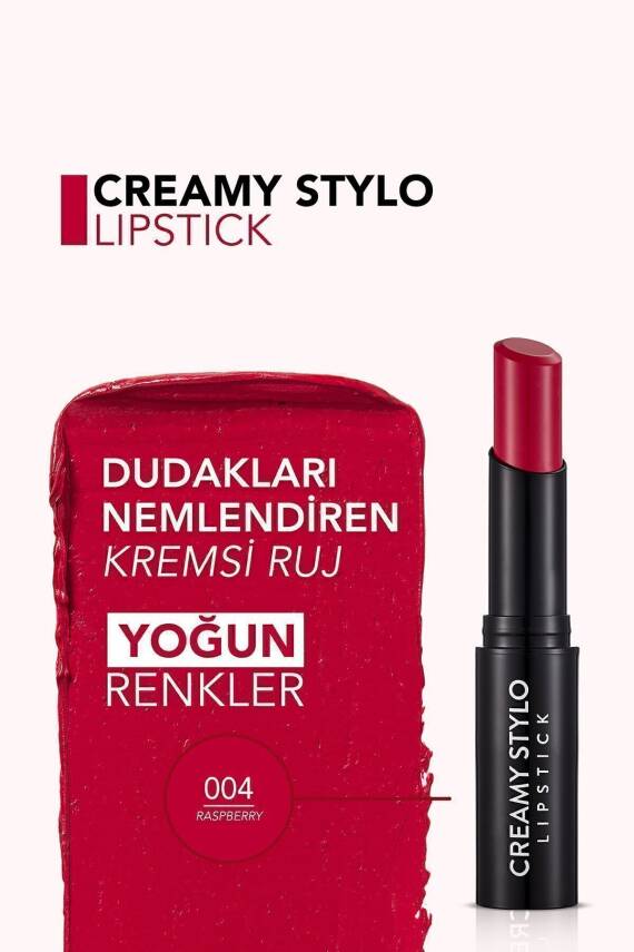 Yarı Parlak Stick Ruj- Creamy Stylo Lipstick -004 Raspberry-8682536013642 - 4